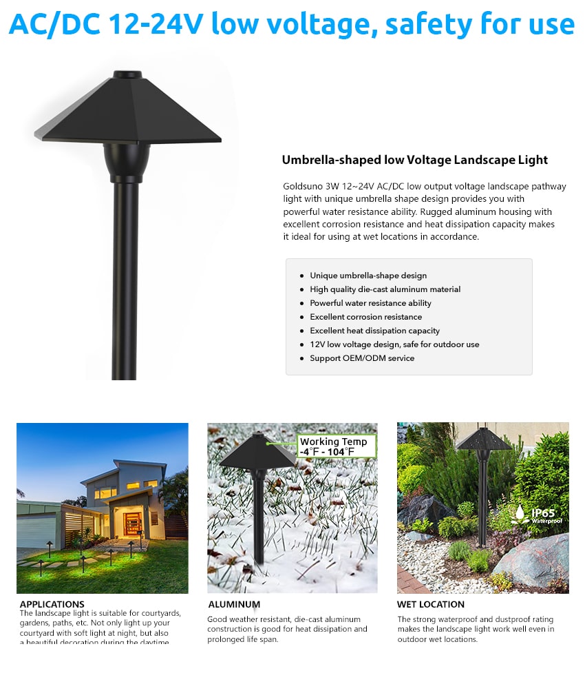 Features of Mushroom Landscape Lights - 5CCT Path Lights