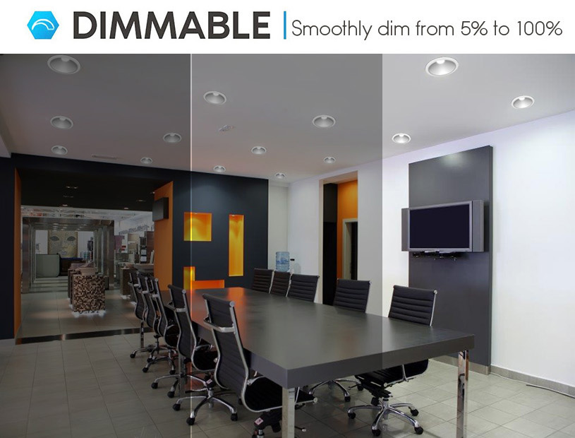 5%-100% brightness dimmable for wattage selectable commercial cob downlight