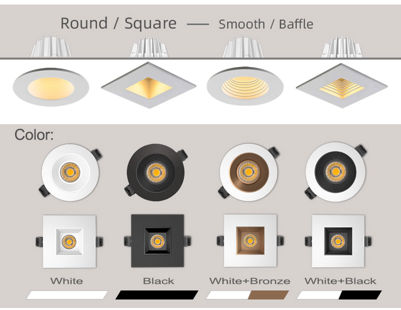 anti glare downlight with different style and option